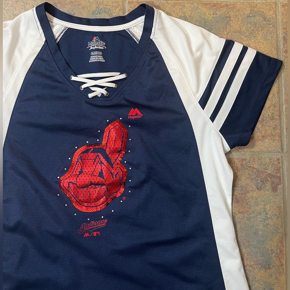 cleveland indians | lace up baseball jersey tee | women’s xl